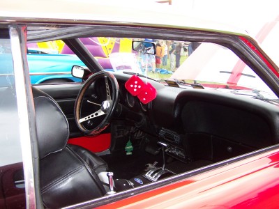 '69 Ford Mustang Interior with fuzzy dice