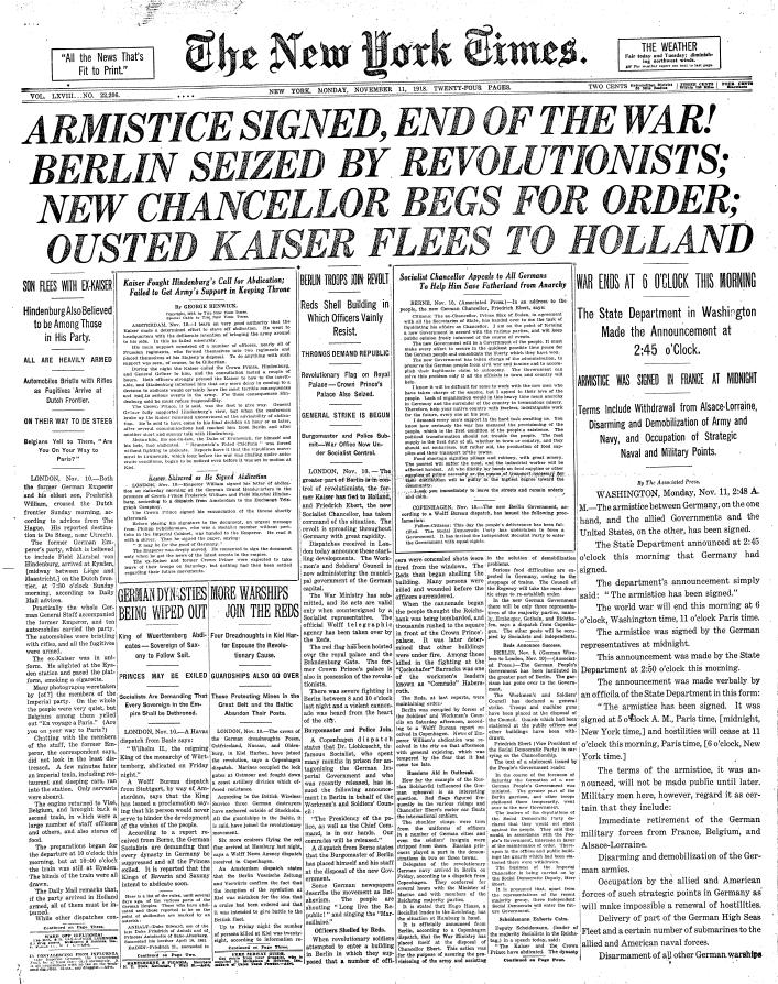 New York Times Armistice Paper